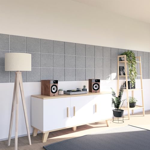 vilz 12 Stück Schallabsorber Panel Akustik aus recyceltem Filz - Akustikplatten Schalldämmung 250x250x9 mm