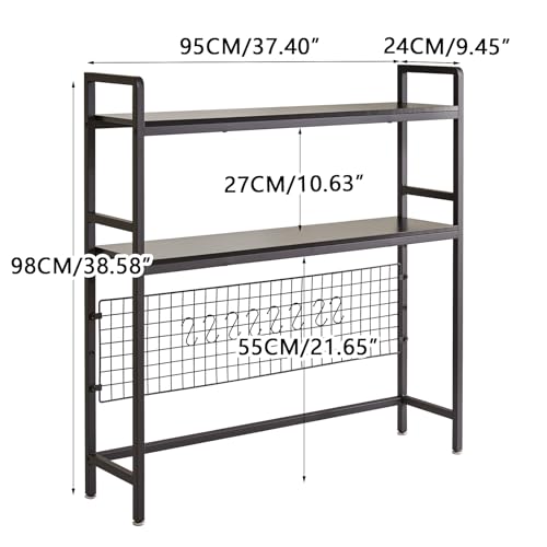IBUYKE Bücherregal Schreibtisch Aufsatzregal Schreibtisch Regal Organizer für Wohnheim Hause 2 Tier Büro Computer Schreibtisch Zubehör Organizer Lagerregal Multifunktionales Regal TMZ003B
