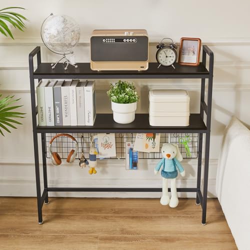 IBUYKE Bücherregal Schreibtisch Aufsatzregal Schreibtisch Regal Organizer für Wohnheim Hause 2 Tier Büro Computer Schreibtisch Zubehör Organizer Lagerregal Multifunktionales Regal TMZ003B