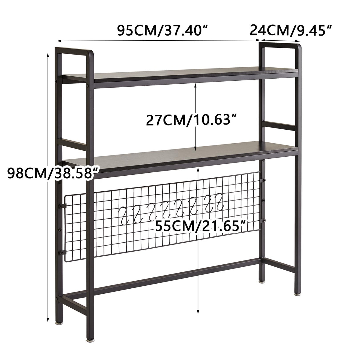 IBUYKE Bücherregal Schreibtisch Aufsatzregal Schreibtisch Regal Organizer für Wohnheim Hause 2 Tier Büro Computer Schreibtisch Zubehör Organizer Lagerregal Multifunktionales Regal TMZ003B