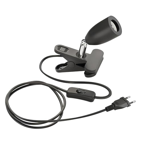 ledscom.de Klemmleuchte LIK, Schalter, schwarz matt, 1x E27 max. 60W
