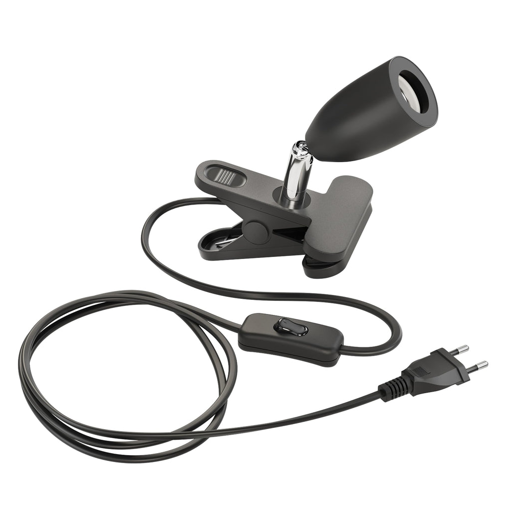ledscom.de Klemmleuchte LIK, Schalter, schwarz matt, 1x E27 max. 60W