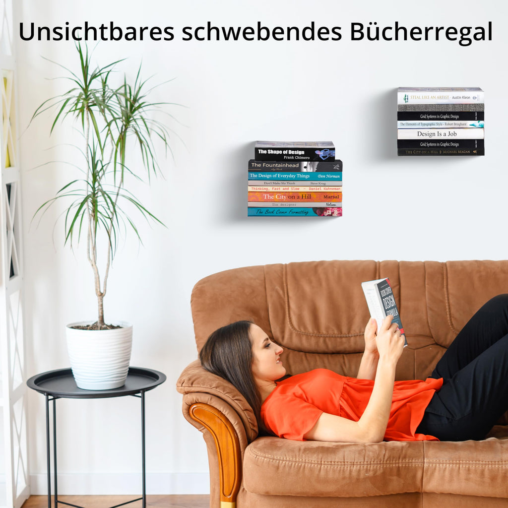 Winter Shore Unsichtbares Schwarzes Bücherregal Wand (4er-Pack)