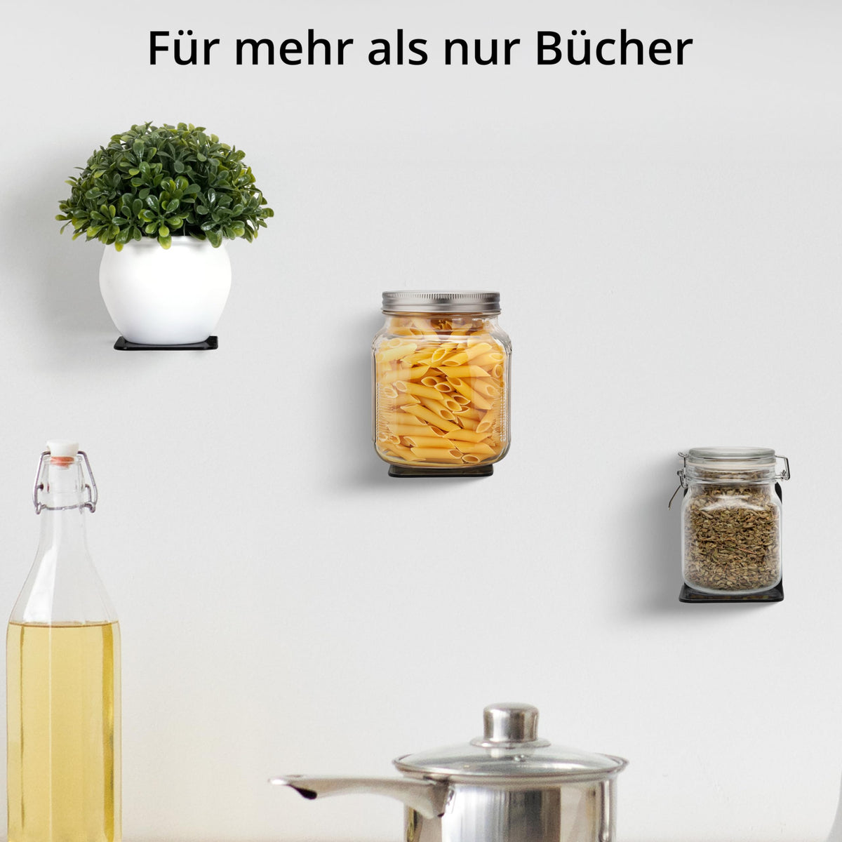 Winter Shore Unsichtbares Schwarzes Bücherregal Wand (4er-Pack)