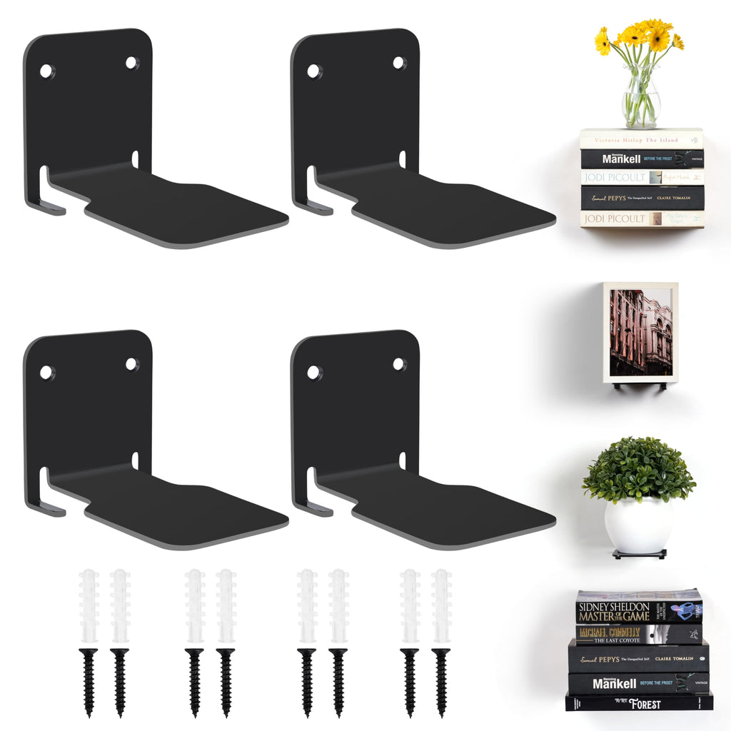 Winter Shore Unsichtbares Schwarzes Bücherregal Wand (4er-Pack)