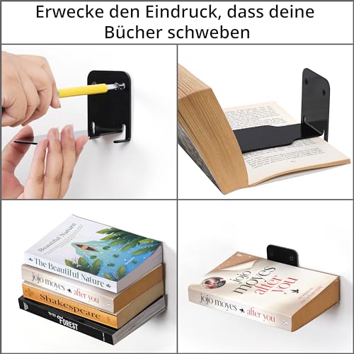 Winter Shore Unsichtbares Schwarzes Bücherregal Wand (4er-Pack)