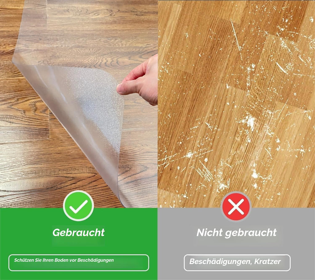 SHAREWIN Bürostuhlmatte für Hartholzböden, 121,9 x 91,4 cm, transparente Bodenschutzmatte für Rollstühle, rutschfeste Kunststoffuntertisch-Computer-Matten, leicht zu gleiten auf harten Böden,