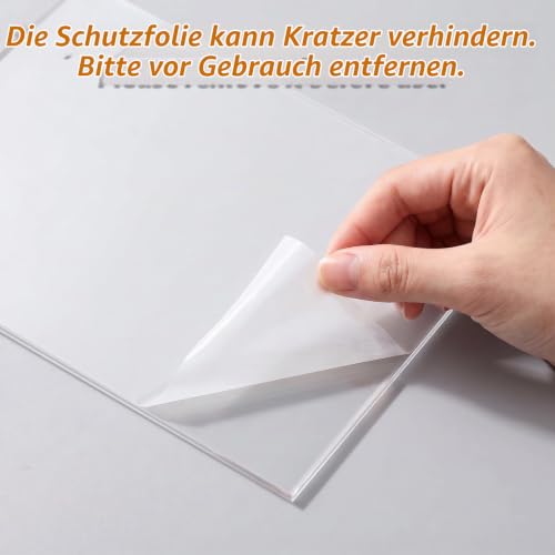 4 Stück Tischaufsteller A4, Holz T Form Acryl Ständer Preisschilder Aufsteller Tischständer für Prospekte Menükarte Werbung Fotorahmen, Kunststoff Foto Bilderrahmen mit Holzfuß für Haus, Büro, Laden