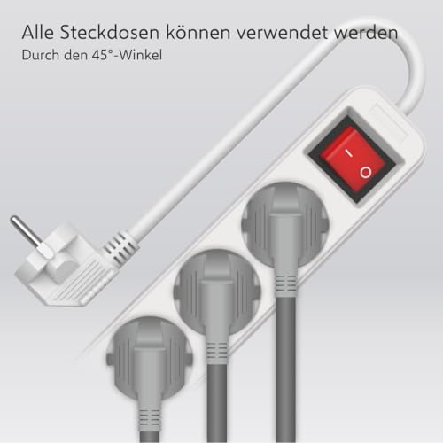 ELRO ES106 6-Fach Steckdosenleiste mit Schalter und 1,5m Kabel – Kindersicherung – Schukostecker – max. 3680 W – TÜV-geprüft - Weiß