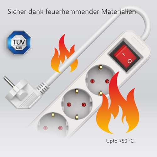 ELRO ES106 6-Fach Steckdosenleiste mit Schalter und 1,5m Kabel – Kindersicherung – Schukostecker – max. 3680 W – TÜV-geprüft - Weiß