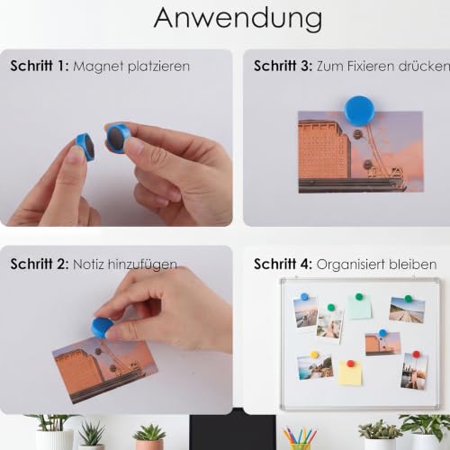 Hapric 40 Pcs Whiteboard Magnete Bunt 20 × 7 mm Magnete für Magnettafel