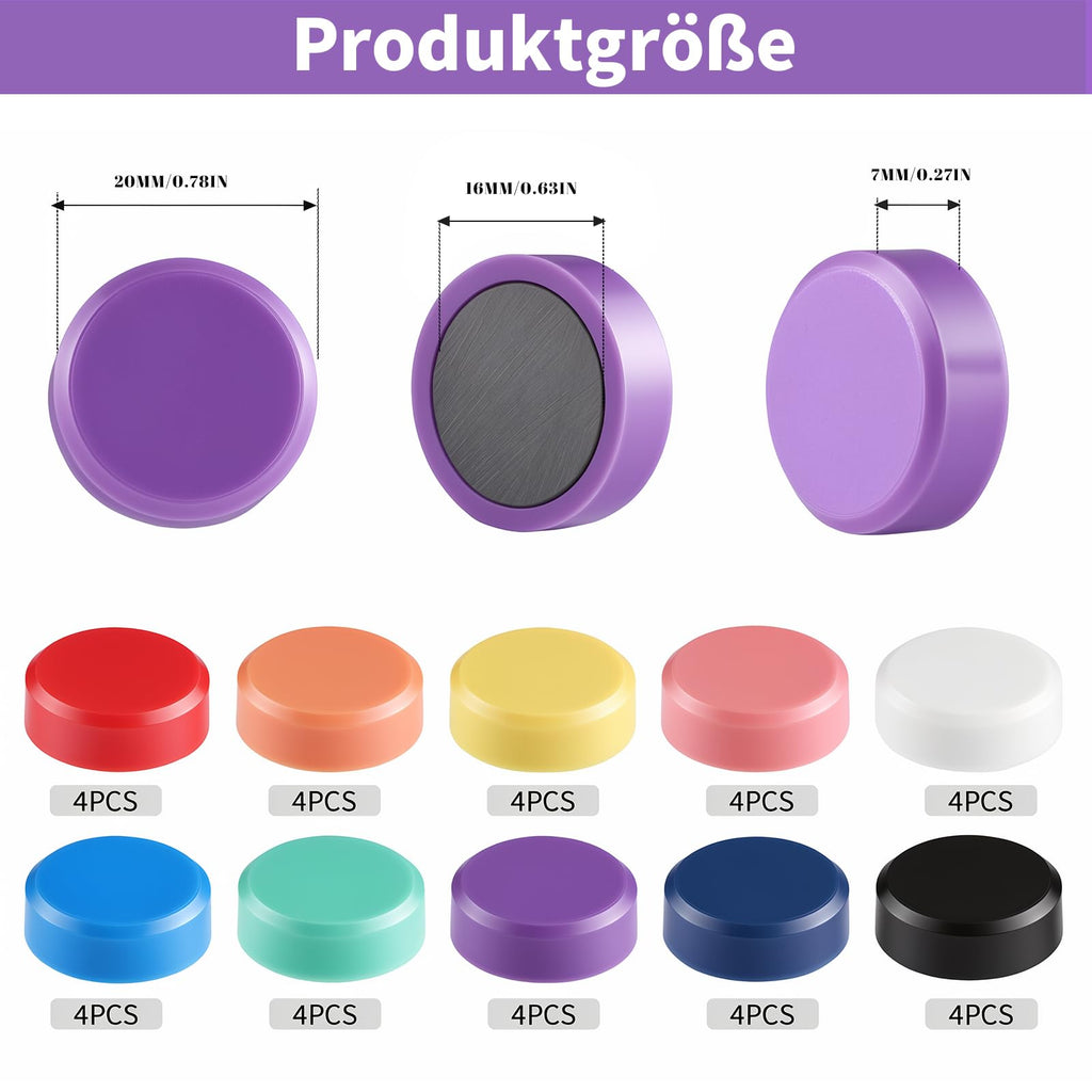 Hapric 40 Pcs Whiteboard Magnete Bunt 20 × 7 mm Magnete für Magnettafel