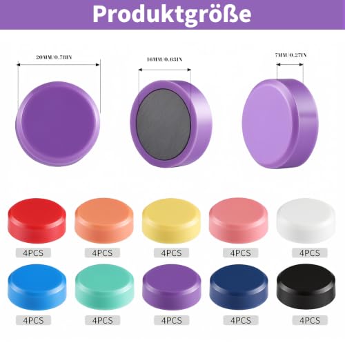 Hapric 40 Pcs Whiteboard Magnete Bunt 20 × 7 mm Magnete für Magnettafel