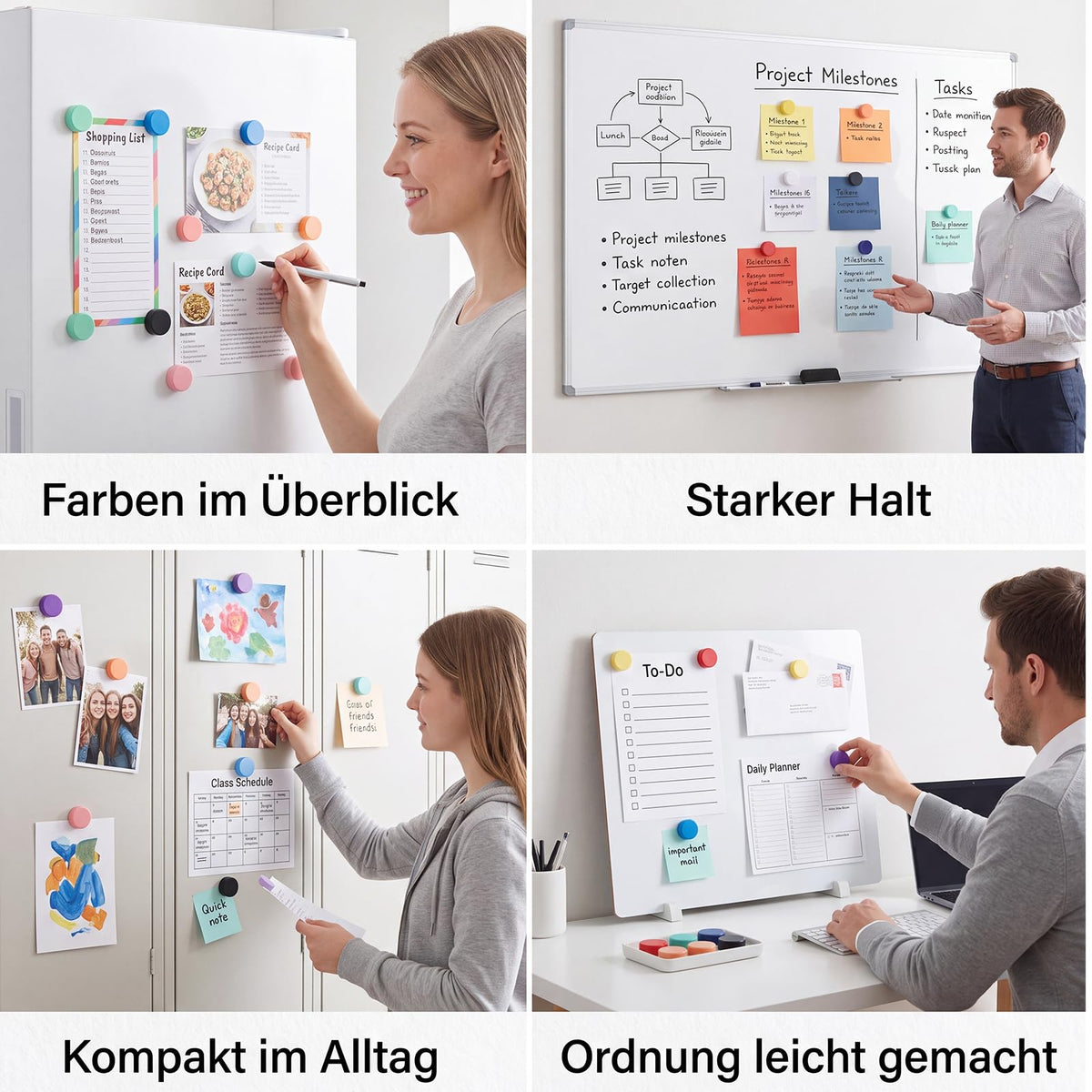 Hapric 40 Pcs Whiteboard Magnete Bunt 20 × 7 mm Magnete für Magnettafel