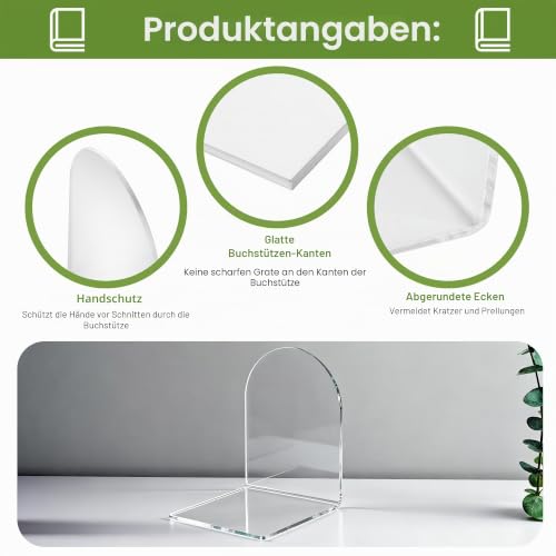 10 Stück Transparenten Buchstützen-Set, 40 Stück Anti-Rutsch-Pad-Acryl-Buchstütze, 3mm verdickt Stück Klarer Buchständer kann für Buchhalter, Bibliotheks-Buchständer, Bücherstützen, Büro-Bookends