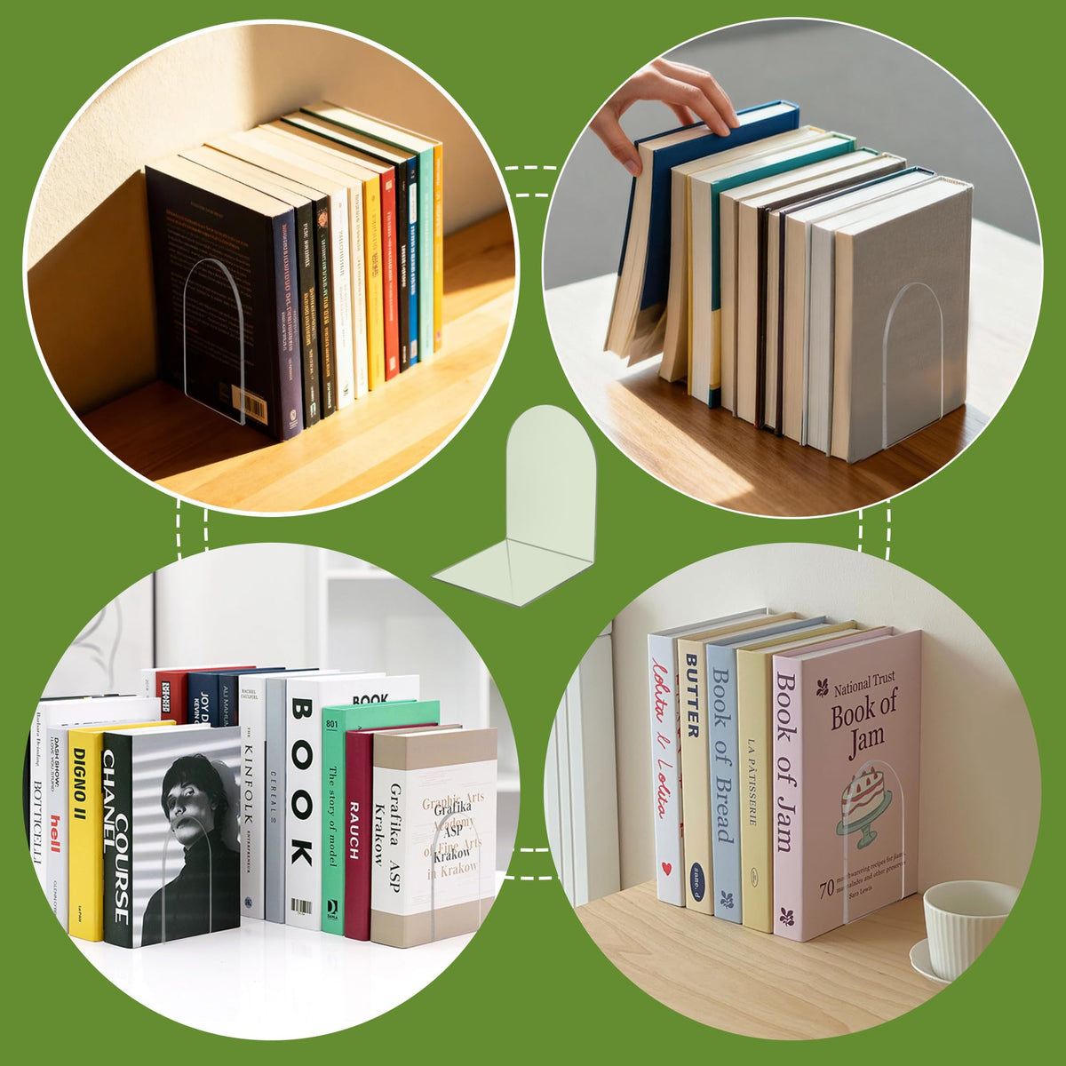 10 Stück Transparenten Buchstützen-Set, 40 Stück Anti-Rutsch-Pad-Acryl-Buchstütze, 3mm verdickt Stück Klarer Buchständer kann für Buchhalter, Bibliotheks-Buchständer, Bücherstützen, Büro-Bookends