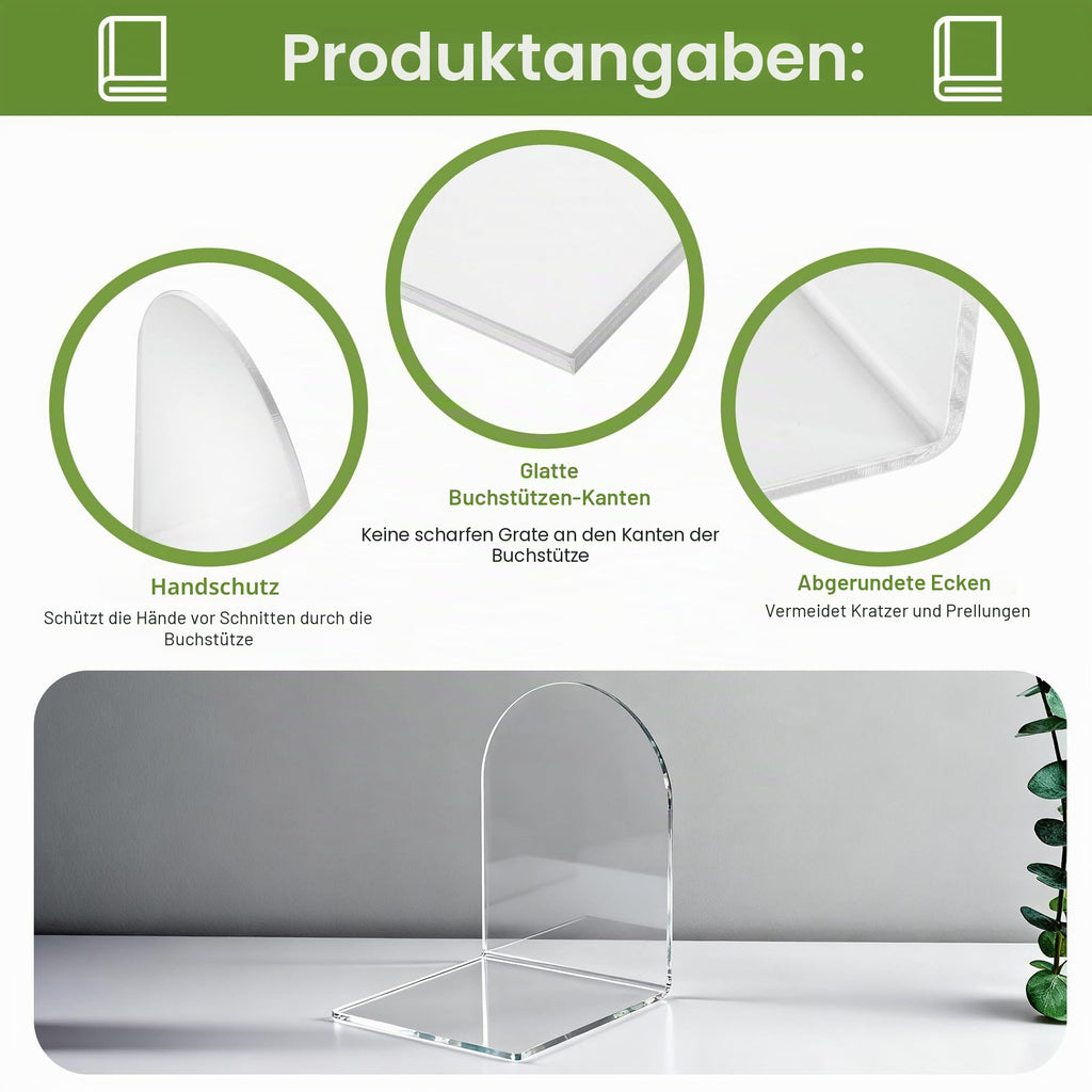 10 Stück Transparenten Buchstützen-Set, 40 Stück Anti-Rutsch-Pad-Acryl-Buchstütze, 3mm verdickt Stück Klarer Buchständer kann für Buchhalter, Bibliotheks-Buchständer, Bücherstützen, Büro-Bookends