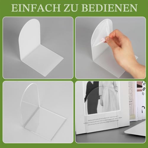 10 Stück Transparenten Buchstützen-Set, 40 Stück Anti-Rutsch-Pad-Acryl-Buchstütze, 3mm verdickt Stück Klarer Buchständer kann für Buchhalter, Bibliotheks-Buchständer, Bücherstützen, Büro-Bookends