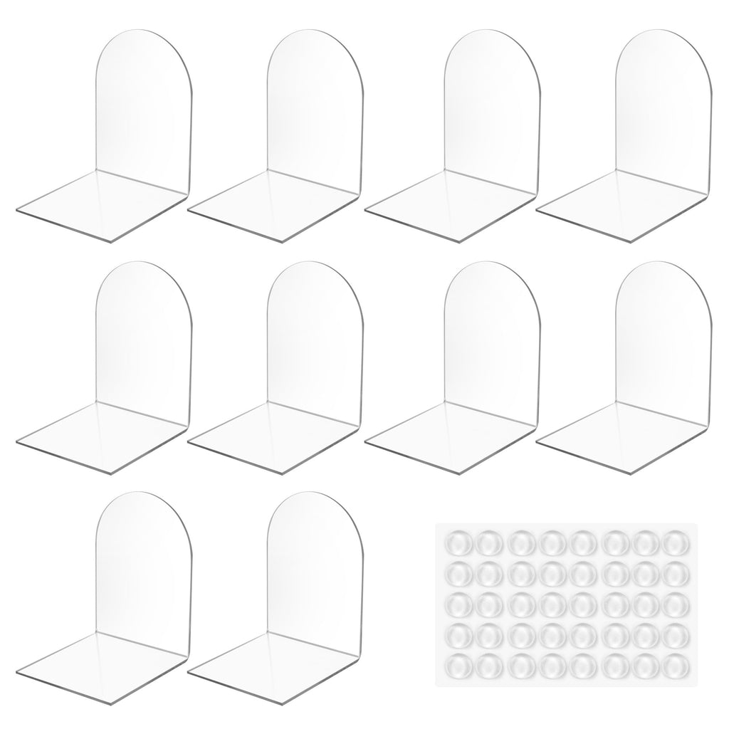 10 Stück Transparenten Buchstützen-Set, 40 Stück Anti-Rutsch-Pad-Acryl-Buchstütze, 3mm verdickt Stück Klarer Buchständer kann für Buchhalter, Bibliotheks-Buchständer, Bücherstützen, Büro-Bookends