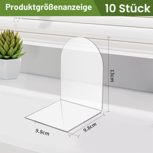 10 Stück Transparenten Buchstützen-Set, 40 Stück Anti-Rutsch-Pad-Acryl-Buchstütze, 3mm verdickt Stück Klarer Buchständer kann für Buchhalter, Bibliotheks-Buchständer, Bücherstützen, Büro-Bookends