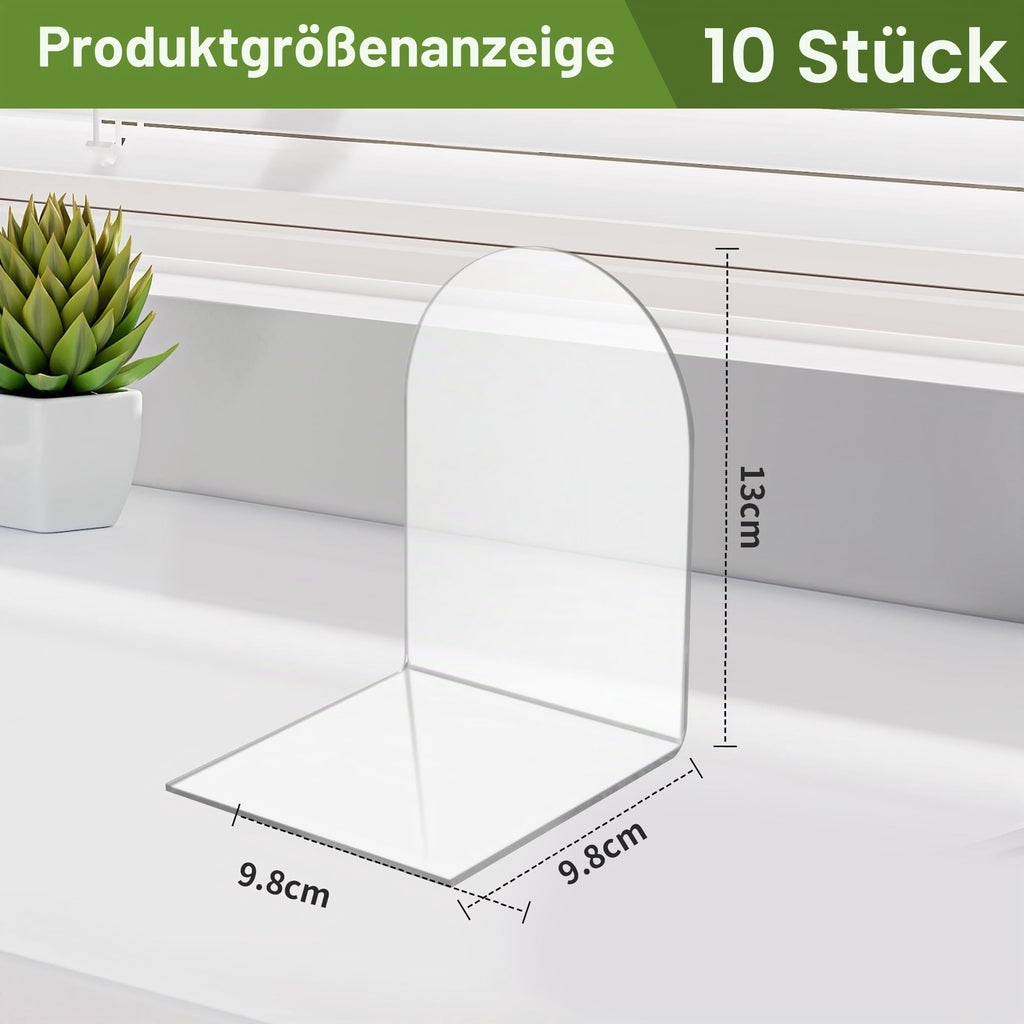 10 Stück Transparenten Buchstützen-Set, 40 Stück Anti-Rutsch-Pad-Acryl-Buchstütze, 3mm verdickt Stück Klarer Buchständer kann für Buchhalter, Bibliotheks-Buchständer, Bücherstützen, Büro-Bookends