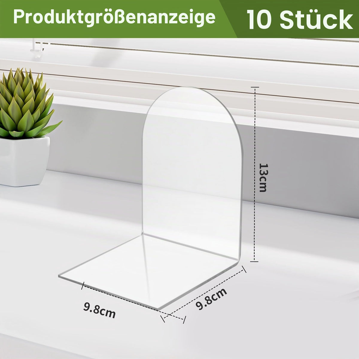 10 Stück Transparenten Buchstützen-Set, 40 Stück Anti-Rutsch-Pad-Acryl-Buchstütze, 3mm verdickt Stück Klarer Buchständer kann für Buchhalter, Bibliotheks-Buchständer, Bücherstützen, Büro-Bookends