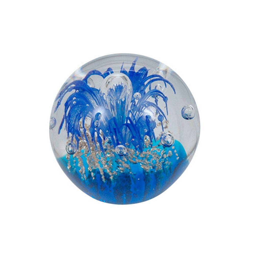 Traumkugel 232(mini) blaue Blume über goldenen Grund- Glaskugel, Briefbeschwerer