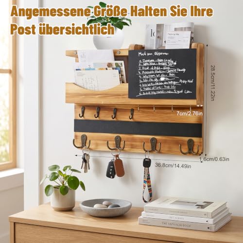 Schlüsselbrett mit Ablage, Schlüsselbrett Holz mit 16 Haken Nutzt