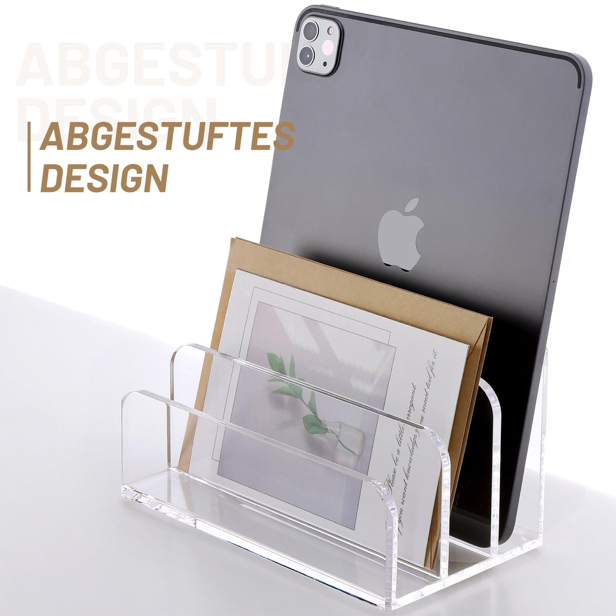 SANRUI Briefhalter Ablagefächer aus Acryl, Premium Schreibtisch Briefablage mit 3 Fächern, Dokumentenhalter & Ablagesystem für Brief, Mail, Post, Letter, Notizen (17,5 x 10,1 x 10,1 cm)