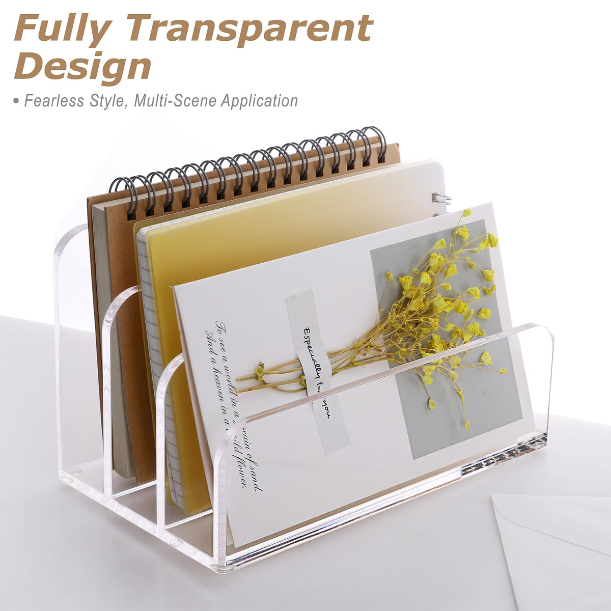 SANRUI Briefhalter Ablagefächer aus Acryl, Premium Schreibtisch Briefablage mit 3 Fächern, Dokumentenhalter & Ablagesystem für Brief, Mail, Post, Letter, Notizen (17,5 x 10,1 x 10,1 cm)