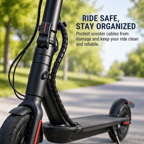 120 cm Flexibles TPU-Kabelspirale für E-Scooter, Kompatibel mit Xiaomi 1s/M365/Pro Ninebot, Anpassbarer Kabelschutz in Schwarz (E-Scooter Zubehör)