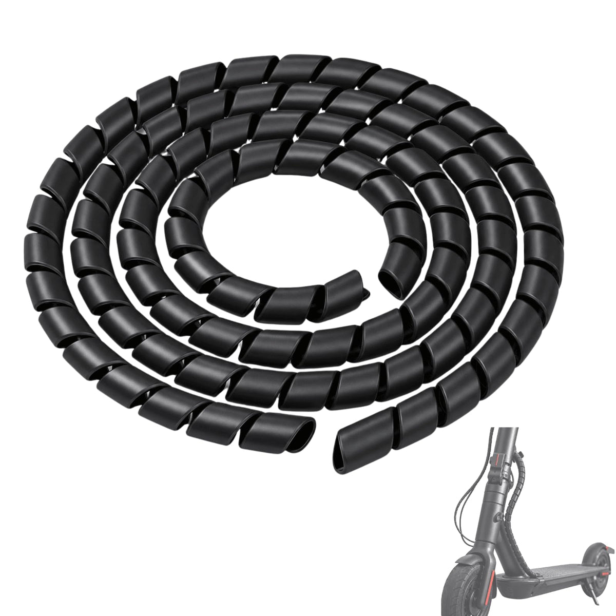 120 cm Flexibles TPU-Kabelspirale für E-Scooter, Kompatibel mit Xiaomi 1s/M365/Pro Ninebot, Anpassbarer Kabelschutz in Schwarz (E-Scooter Zubehör)
