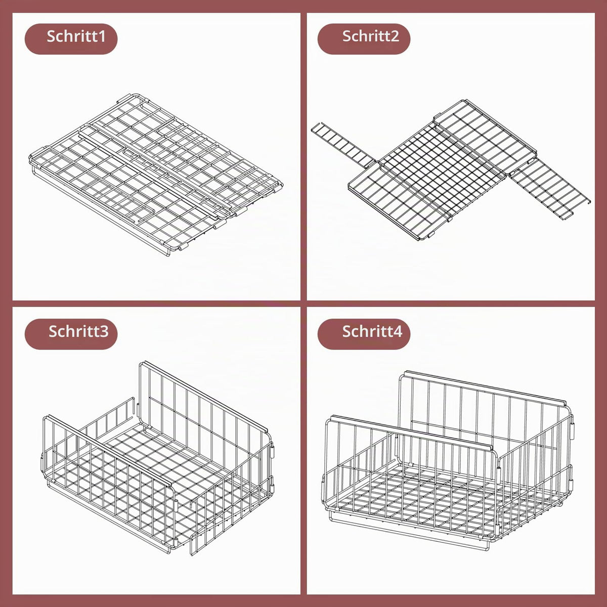 3er Set Schubladenbox Organizer – Stapelbare Aufbewahrungsbox mit Schubladen-Design aus Metall, Schrank Organizer für Kleiderschrank, Regal & Garderobe, Aufbewahrungsbox