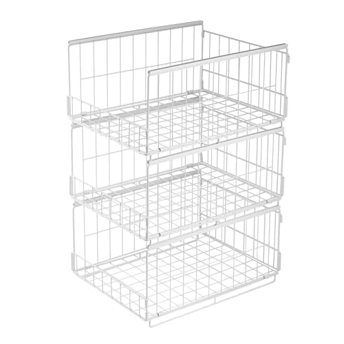 3er Set Schubladenbox Organizer – Stapelbare Aufbewahrungsbox mit Schubladen-Design aus Metall, Schrank Organizer für Kleiderschrank, Regal & Garderobe, Aufbewahrungsbox