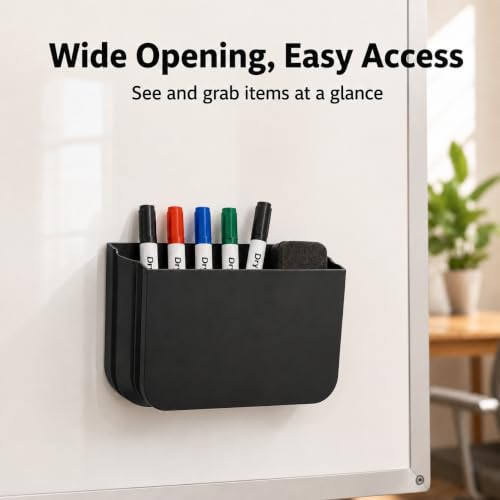2 Stück Magnetischer Stiftehalter, Faltbarer magnetischer Organizer für Whiteboard-Marker, Marker, Schwämme und kleines Büro-Zubehör – Weiß