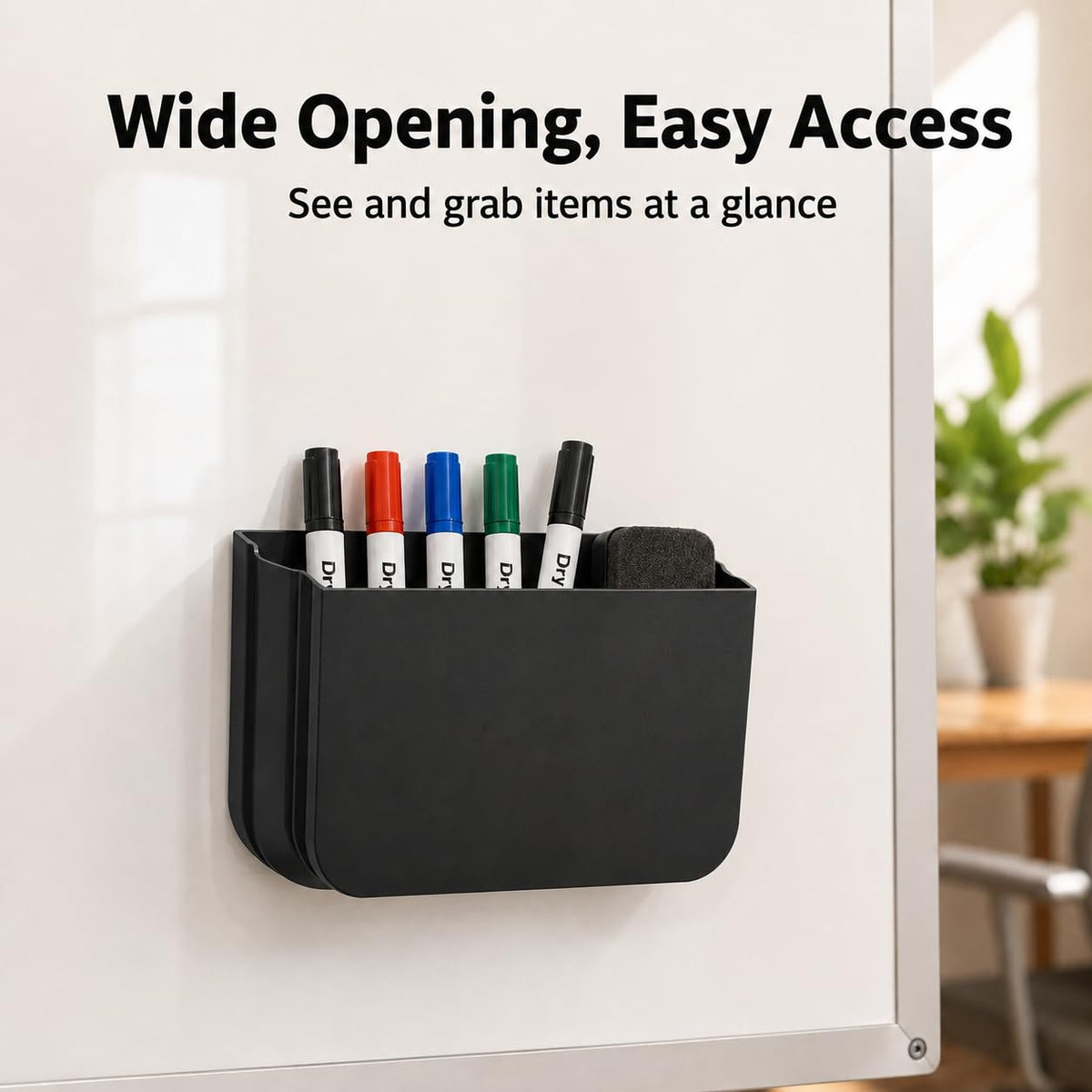 2 Stück Magnetischer Stiftehalter, Faltbarer magnetischer Organizer für Whiteboard-Marker, Marker, Schwämme und kleines Büro-Zubehör – Weiß