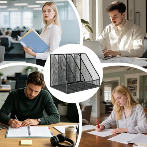 Aktenhalter aus Metall mit 4 Fächern, Schreibtisch-Ordner-Organizer