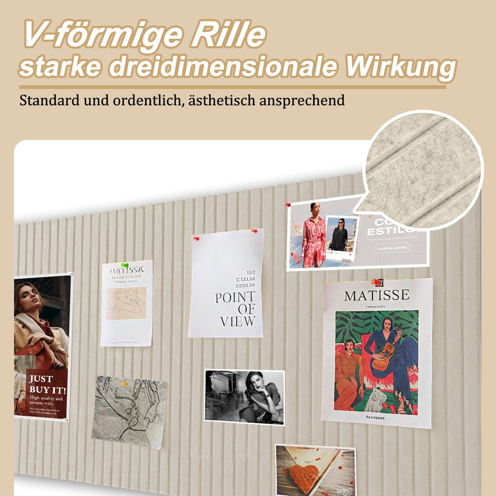 Große Filz Pinnwand Selbstklebend 80x40cm - Dekorative Pinnwand aus Filz mit 35 Reißzwecke, 0,9cm Dick, Moderne Pinnwand Ohne Bohren eignen sich für Büros, Schulen, Kinderzimmer, Helles Kamel