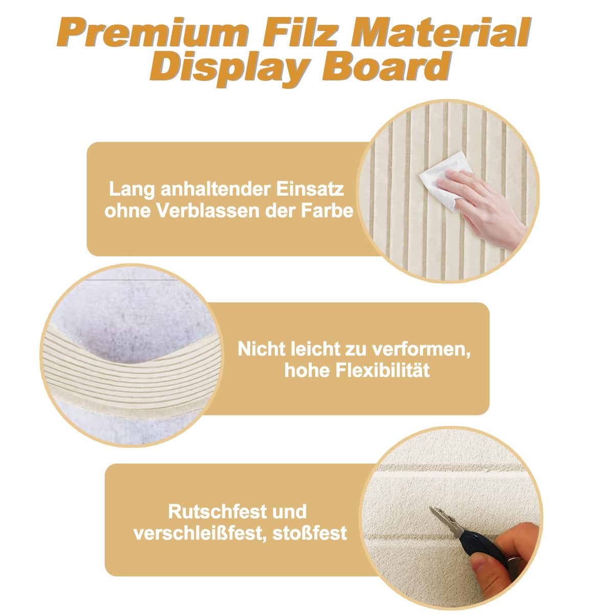 Große Filz Pinnwand Selbstklebend 80x40cm - Dekorative Pinnwand aus Filz mit 35 Reißzwecke, 0,9cm Dick, Moderne Pinnwand Ohne Bohren eignen sich für Büros, Schulen, Kinderzimmer, Helles Kamel