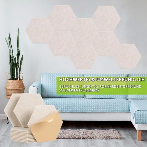 Hexagon Akustikpaneele Selbstklebend, Acoustic Panel, 12 Stück