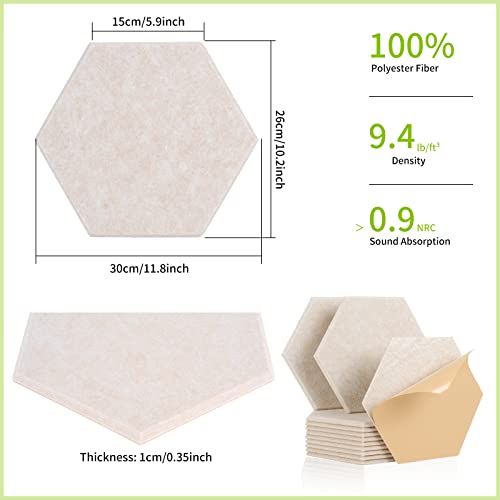 Hexagon Akustikpaneele Selbstklebend, Acoustic Panel, 12 Stück