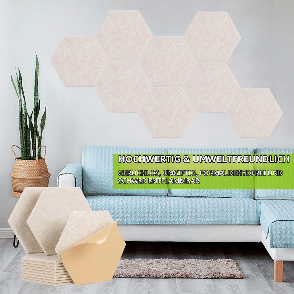 Hexagon Akustikpaneele Selbstklebend, Acoustic Panel, 12 Stück