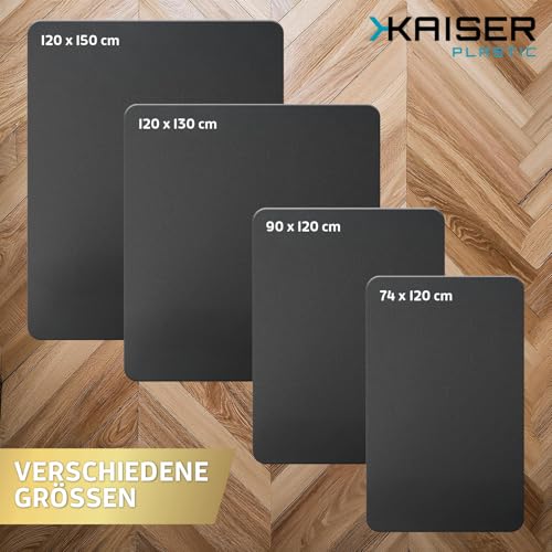 Kaiser Bodenschutzmatte schwarz 90x120 cm - Schreibtischunterlage schwarz - Schreibtischstuhl Unterlage -Schreibtischstuhlunterlage rutschfest - Schutzmatte Bürostuhl - Stuhlunterlage