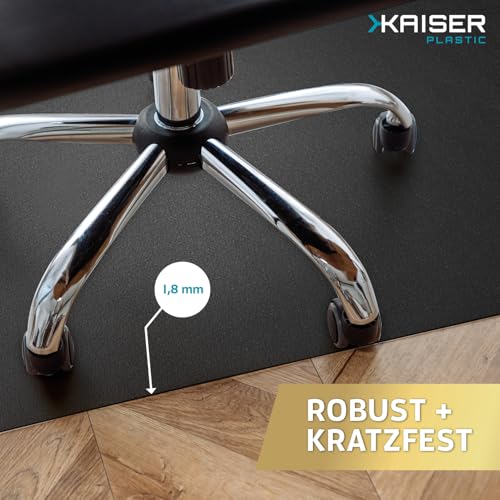 Kaiser Bodenschutzmatte schwarz 90x120 cm - Schreibtischunterlage schwarz - Schreibtischstuhl Unterlage -Schreibtischstuhlunterlage rutschfest - Schutzmatte Bürostuhl - Stuhlunterlage
