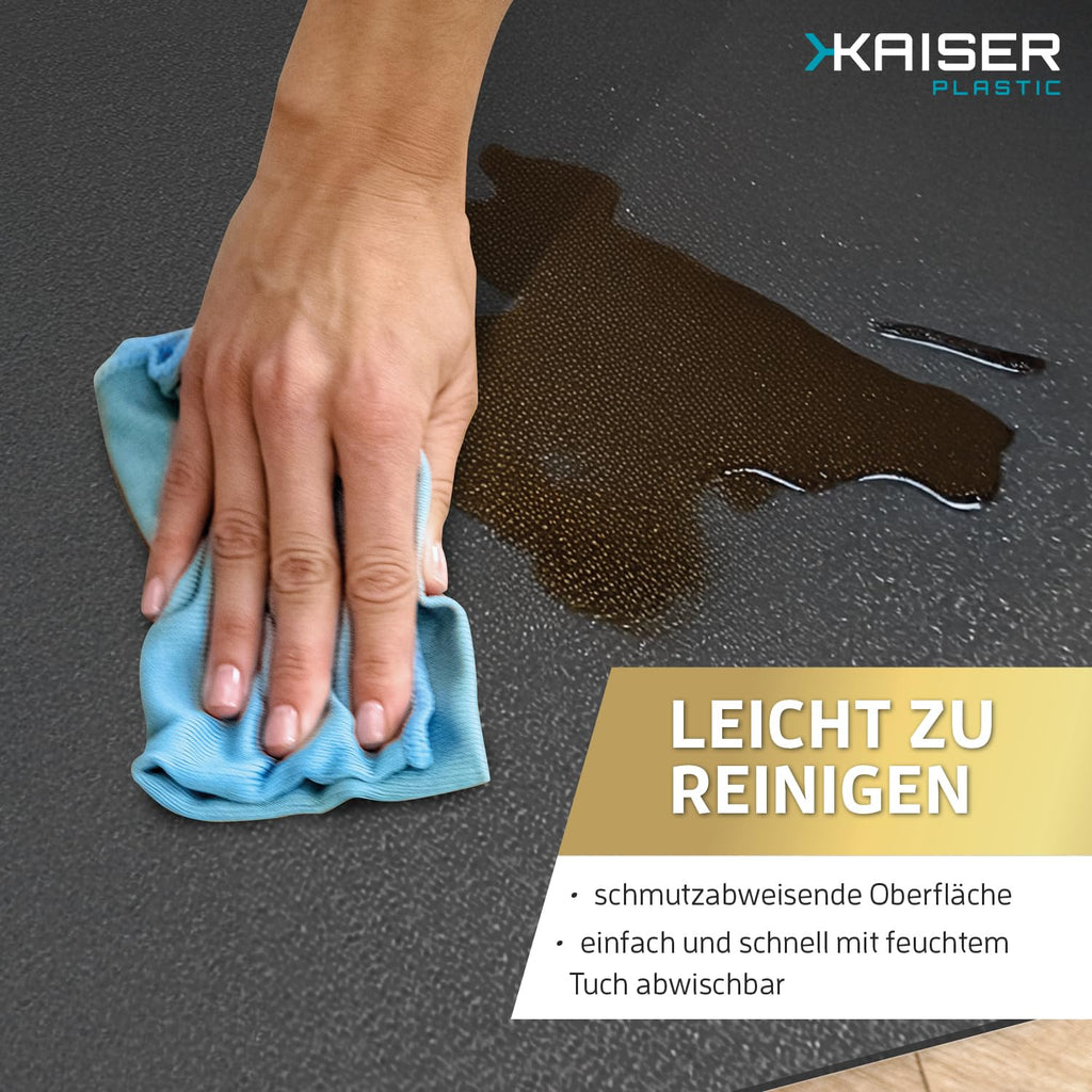 Kaiser Bodenschutzmatte schwarz 90x120 cm - Schreibtischunterlage schwarz - Schreibtischstuhl Unterlage -Schreibtischstuhlunterlage rutschfest - Schutzmatte Bürostuhl - Stuhlunterlage