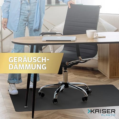 Kaiser Bodenschutzmatte schwarz 90x120 cm - Schreibtischunterlage schwarz - Schreibtischstuhl Unterlage -Schreibtischstuhlunterlage rutschfest - Schutzmatte Bürostuhl - Stuhlunterlage
