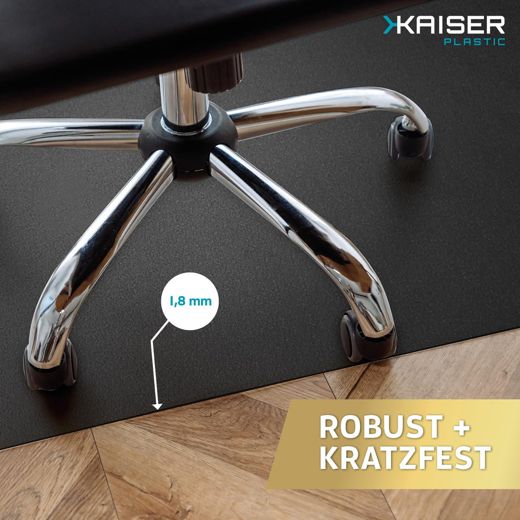 Kaiser Bodenschutzmatte schwarz 90x120 cm - Schreibtischunterlage schwarz - Schreibtischstuhl Unterlage -Schreibtischstuhlunterlage rutschfest - Schutzmatte Bürostuhl - Stuhlunterlage
