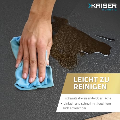 Kaiser Bodenschutzmatte schwarz 90x120 cm - Schreibtischunterlage schwarz - Schreibtischstuhl Unterlage -Schreibtischstuhlunterlage rutschfest - Schutzmatte Bürostuhl - Stuhlunterlage