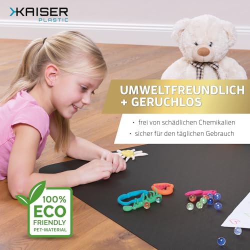 Kaiser Bodenschutzmatte schwarz 90x120 cm - Schreibtischunterlage schwarz - Schreibtischstuhl Unterlage -Schreibtischstuhlunterlage rutschfest - Schutzmatte Bürostuhl - Stuhlunterlage