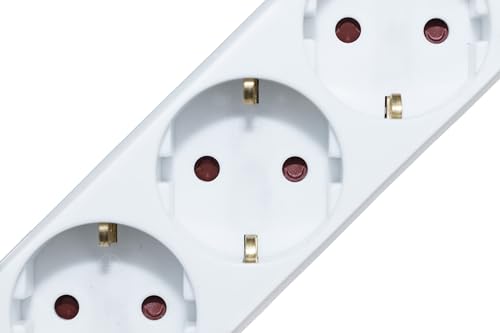 Meister Steckdosenleiste 3-fach - Extraflacher Stecker - 2 m Kabel - weiß - IP20 Innenbereich - Beleuchteter Schalter / Mehrfachsteckdose / Steckerleiste mit Flachstecker / 7430190